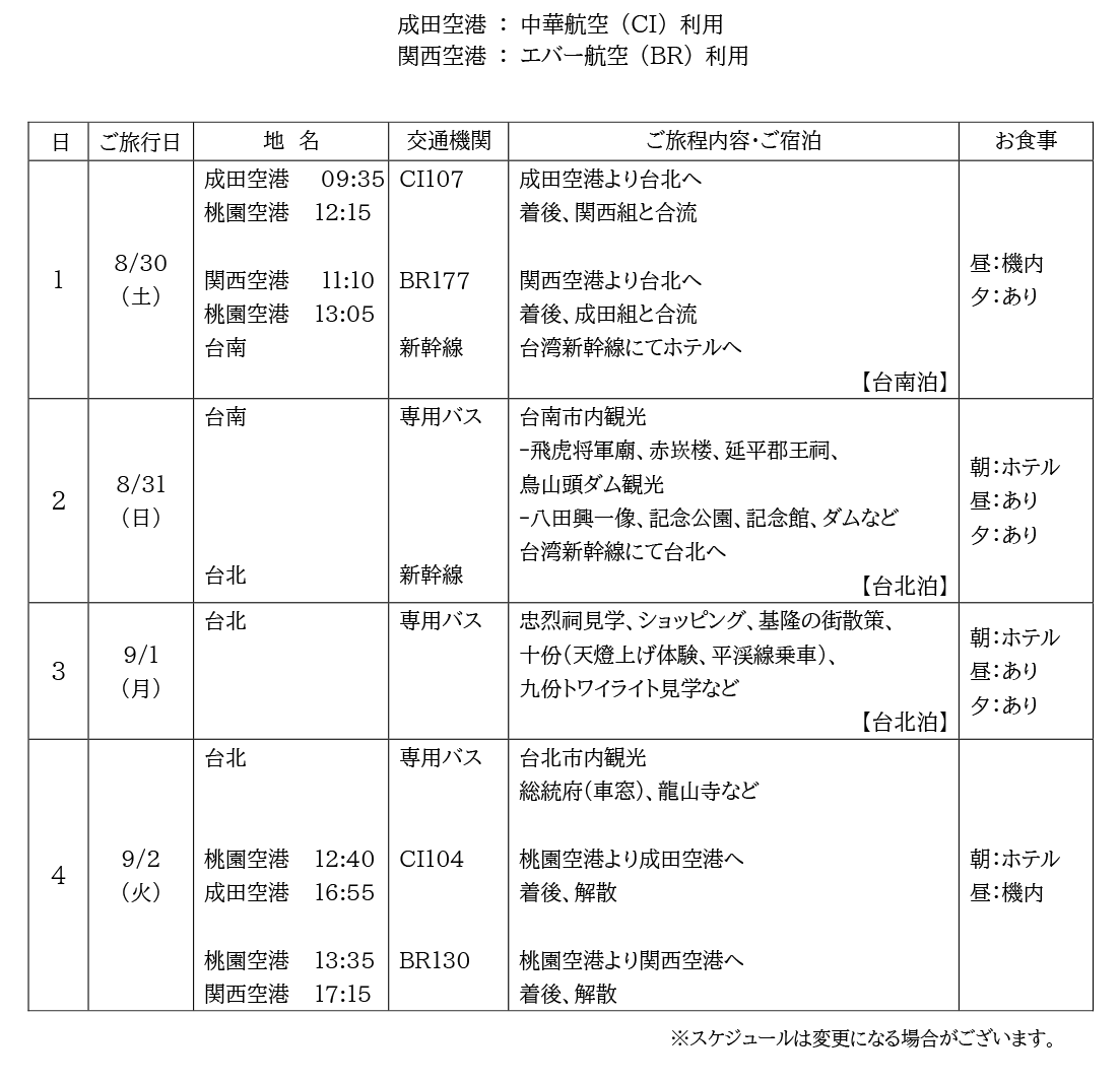 日程表